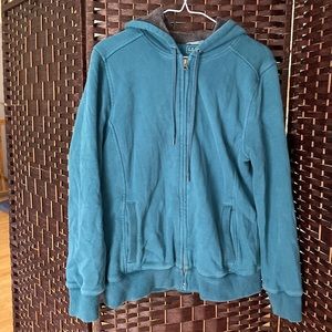 Women's L.L.Bean 1912 Sweatshirt Sherpa-Lined Hoodie Teal Grey - Size Medium